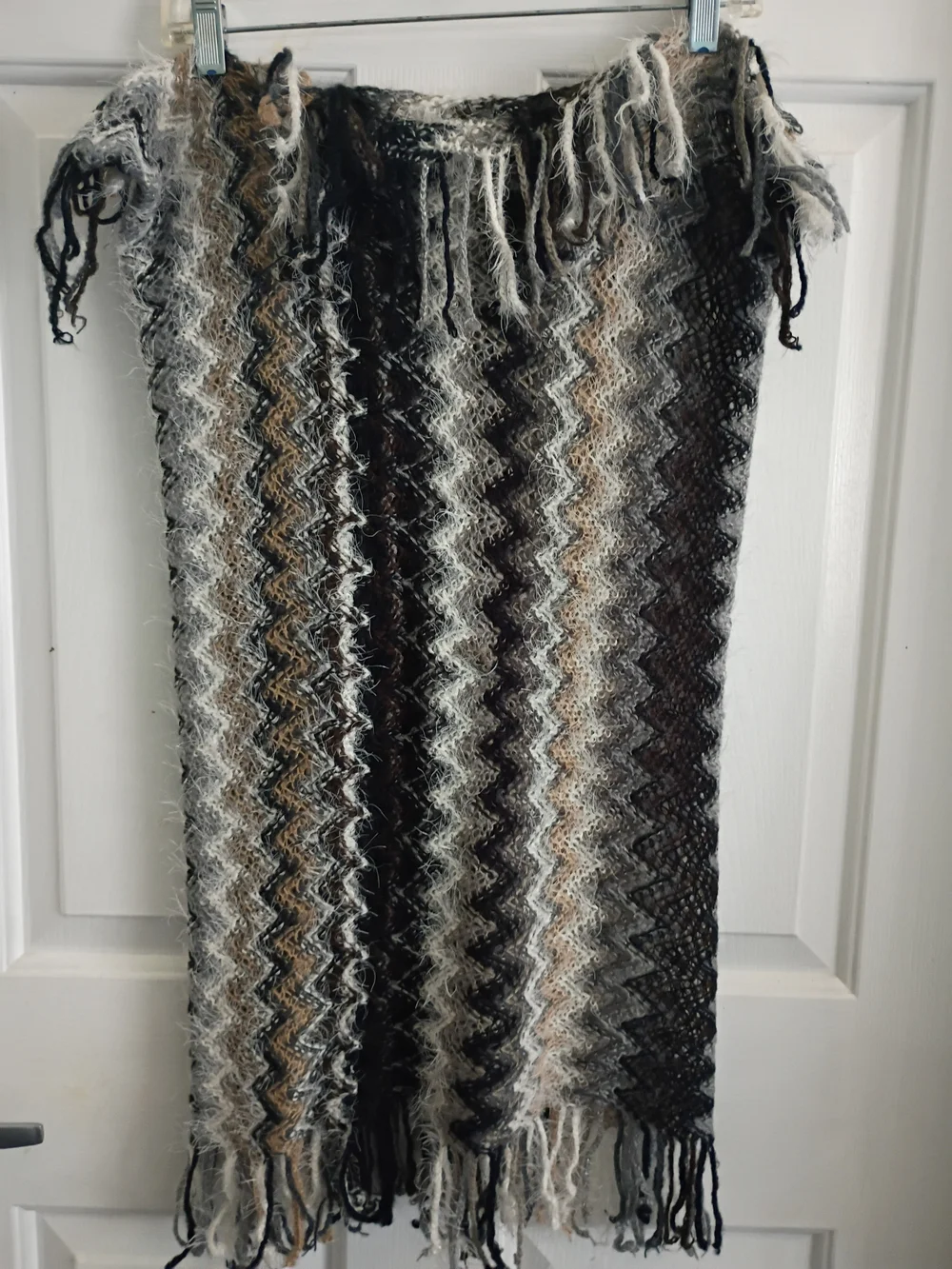 Kohl's Neutral Fringe Infinity Scarf in Cream, Brown & Black. NEW
